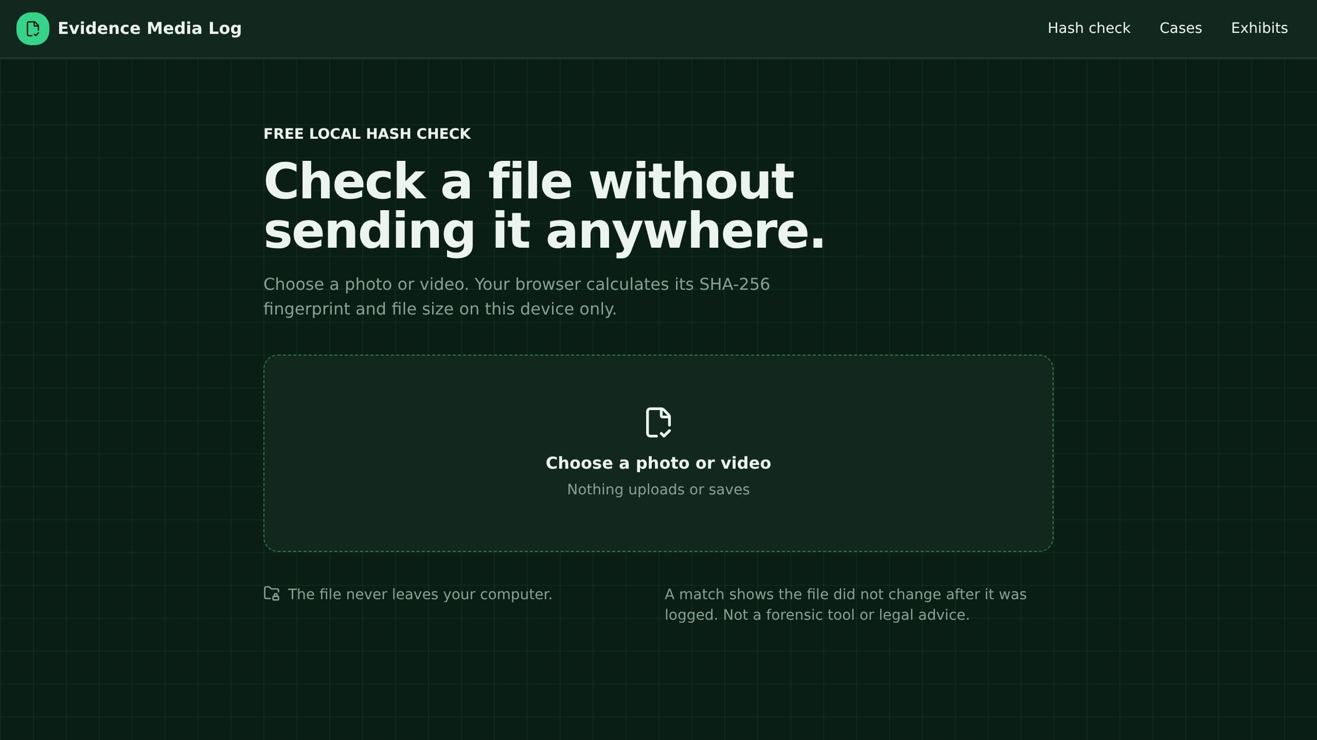 Evidence Media Log preview