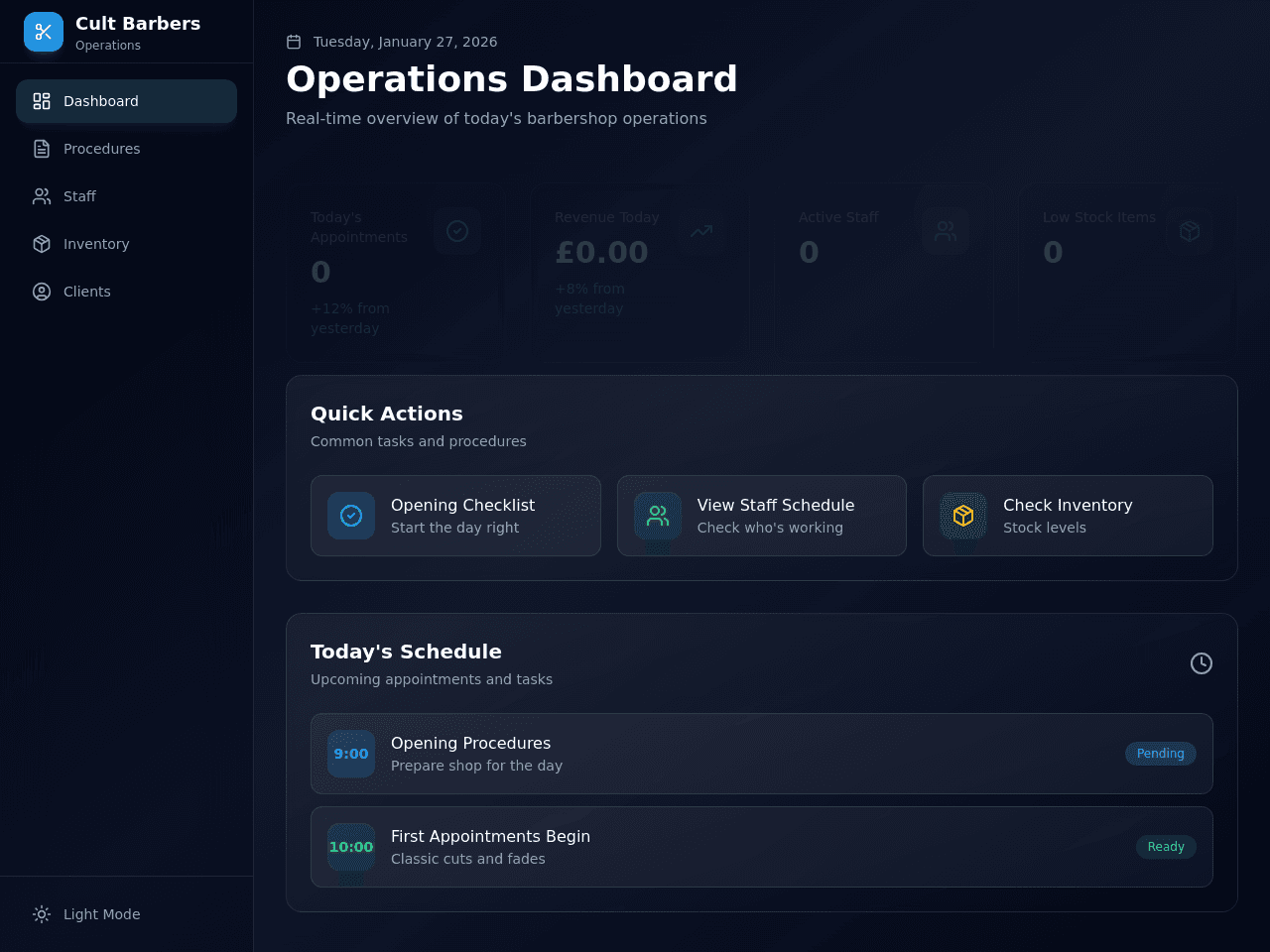Barber Operations Dashboard