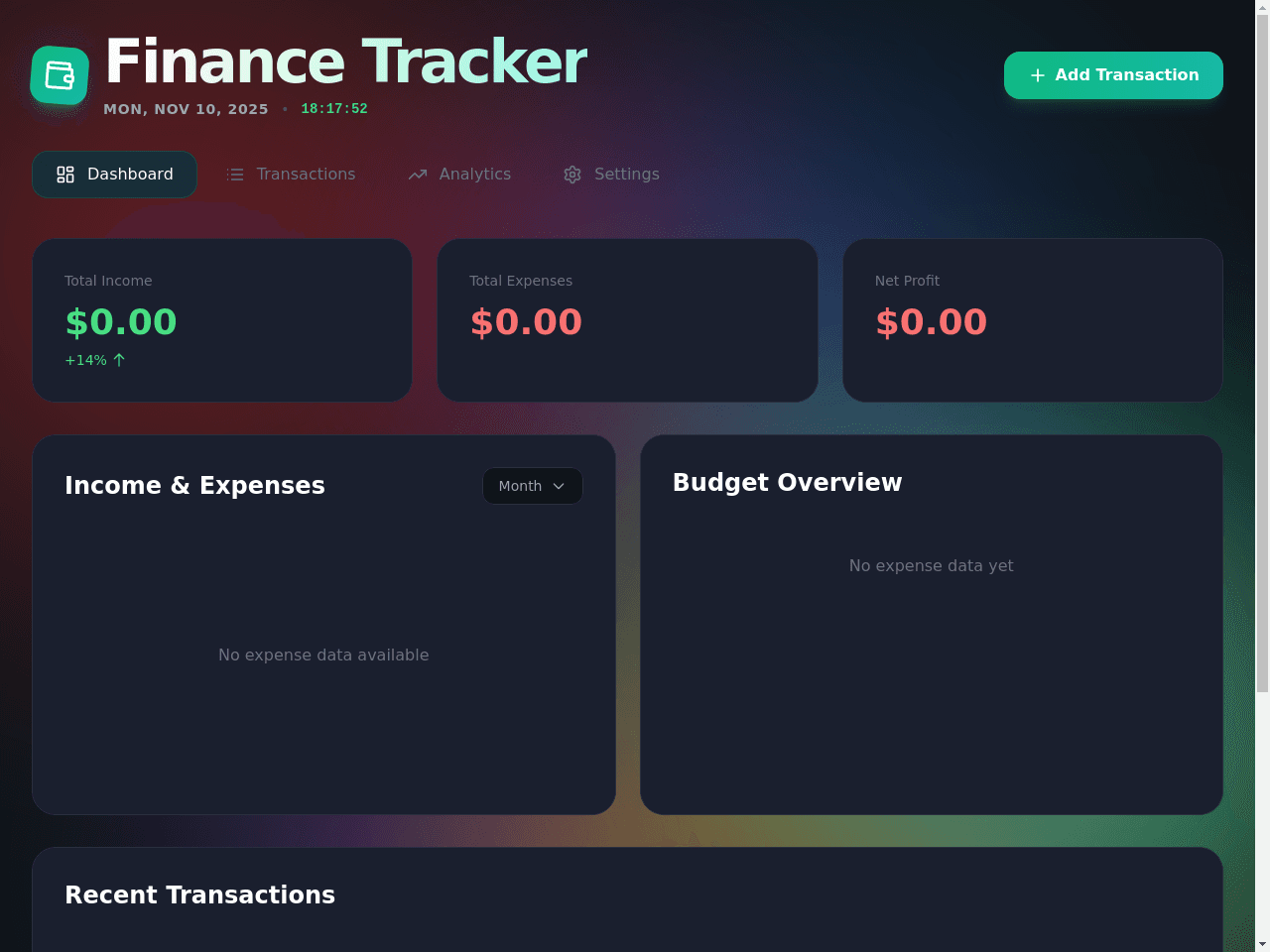 Finance Tracker Dashboard