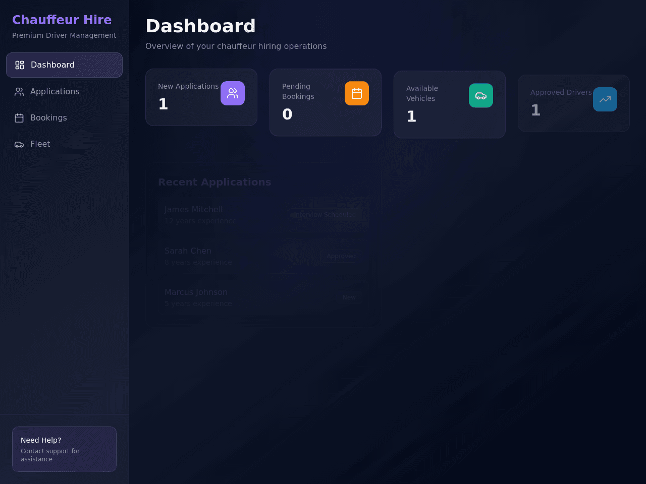 Chauffeur Dashboard