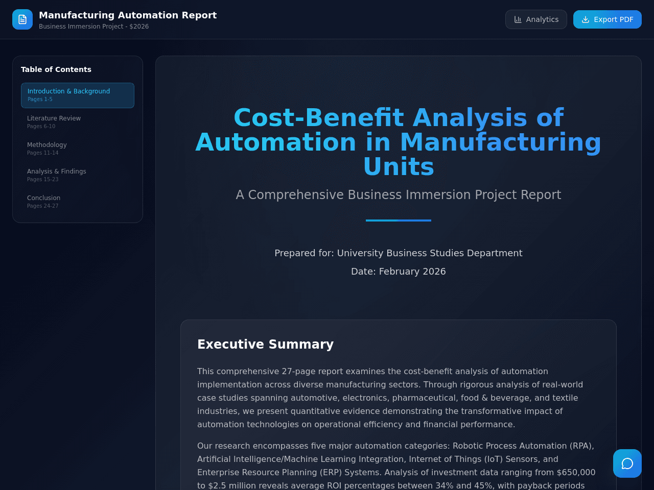 Automation Analysis Dashboard