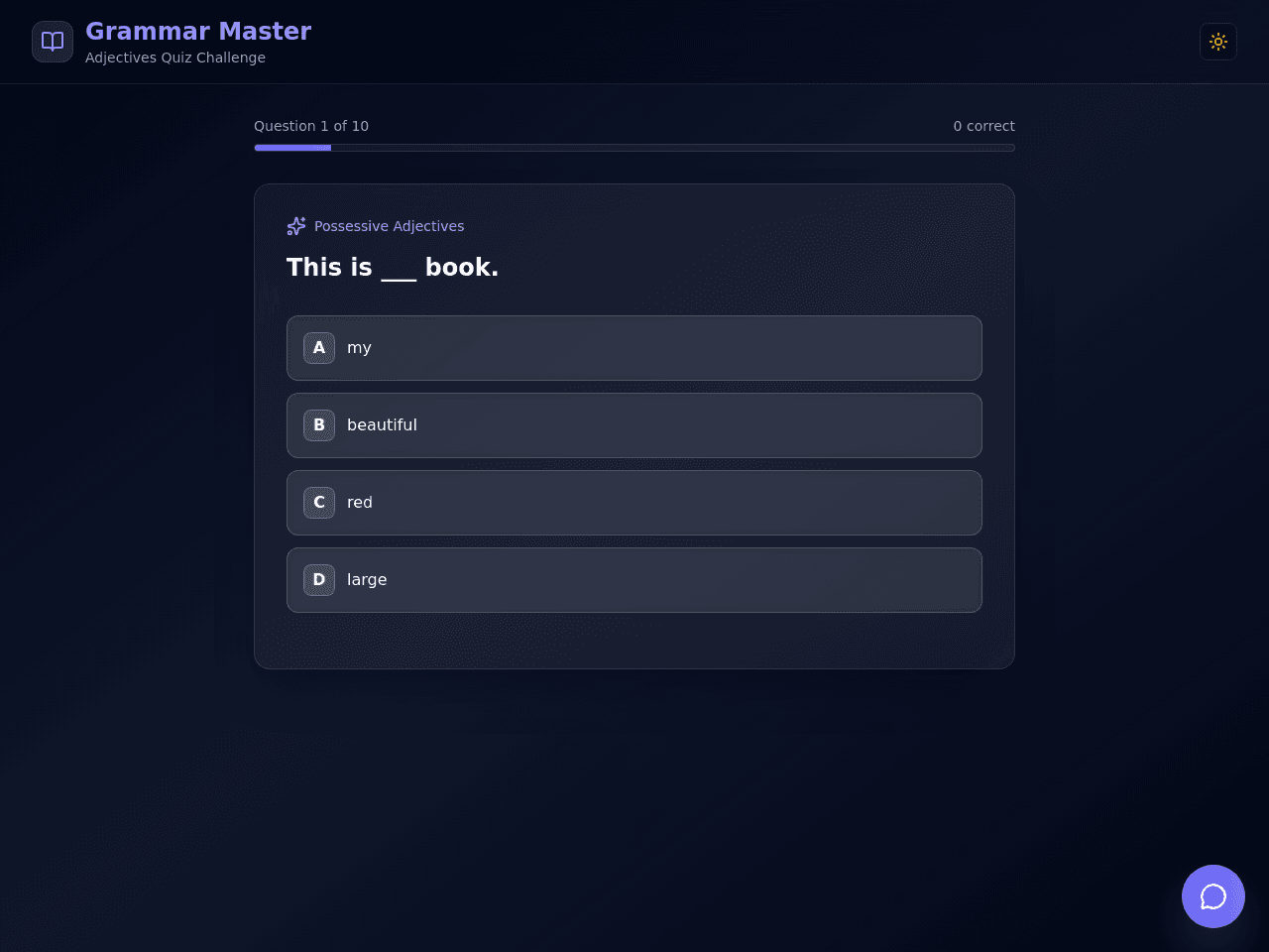 Adjective Quiz Portal