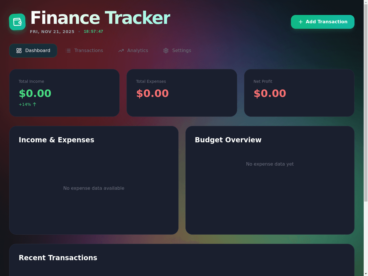 Finance Tracker Dashboard