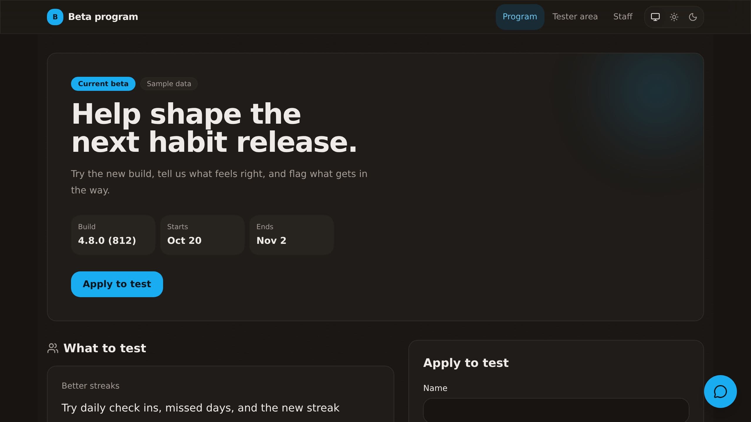 Beta Tester Program preview