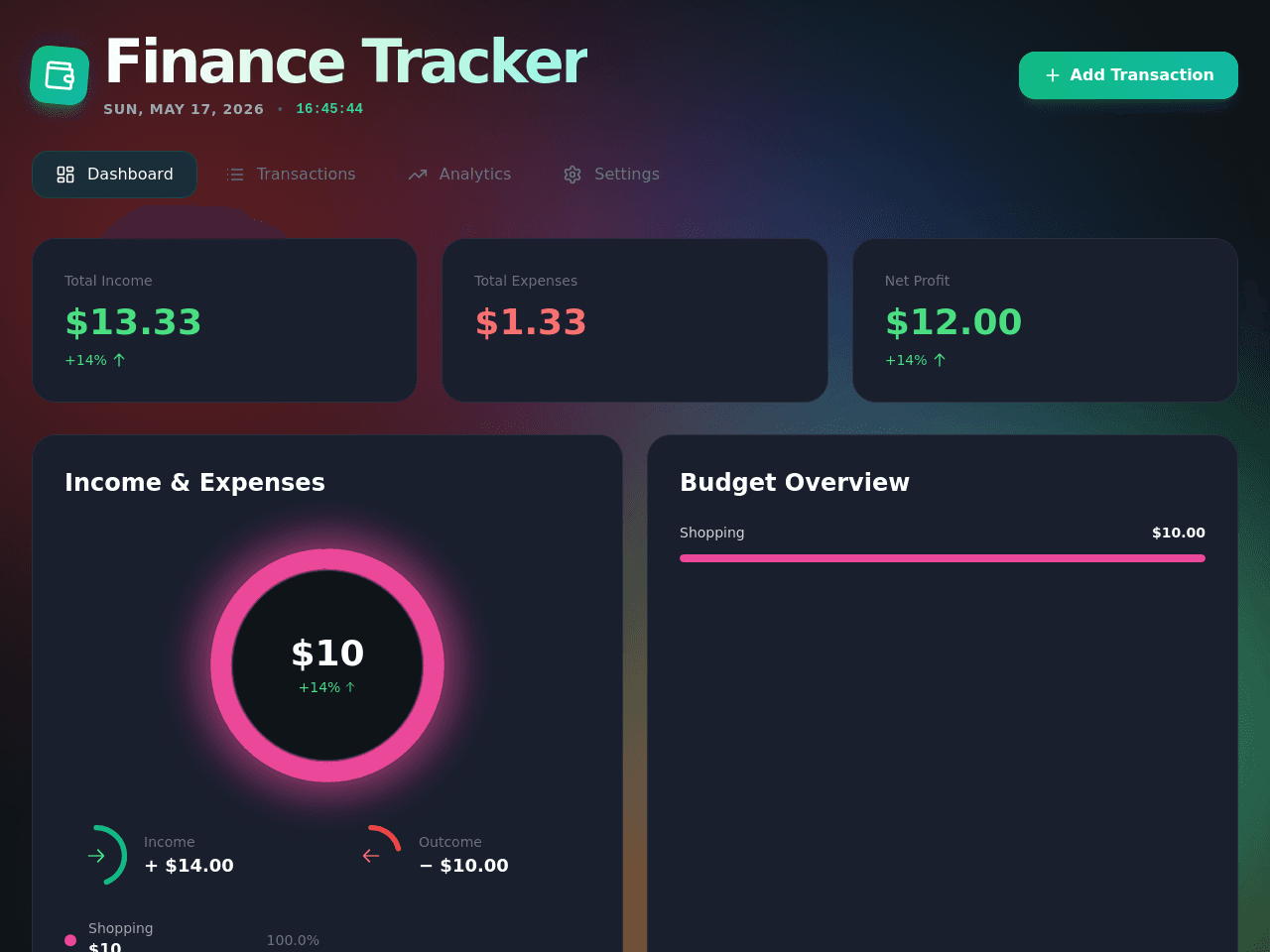 Finance Tracker Dashboard