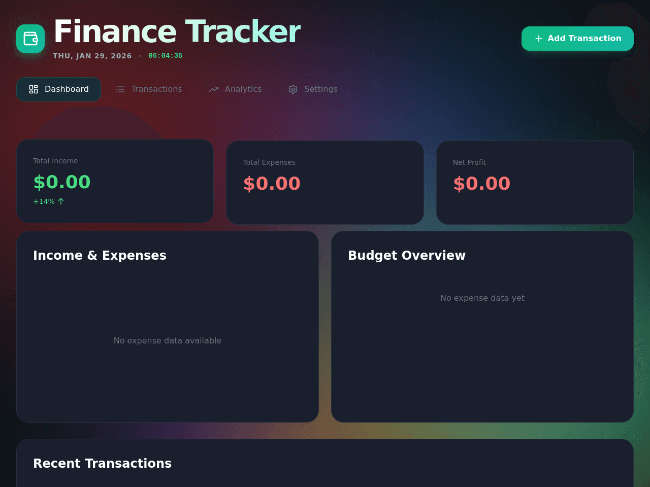 Finance Tracker Dashboard