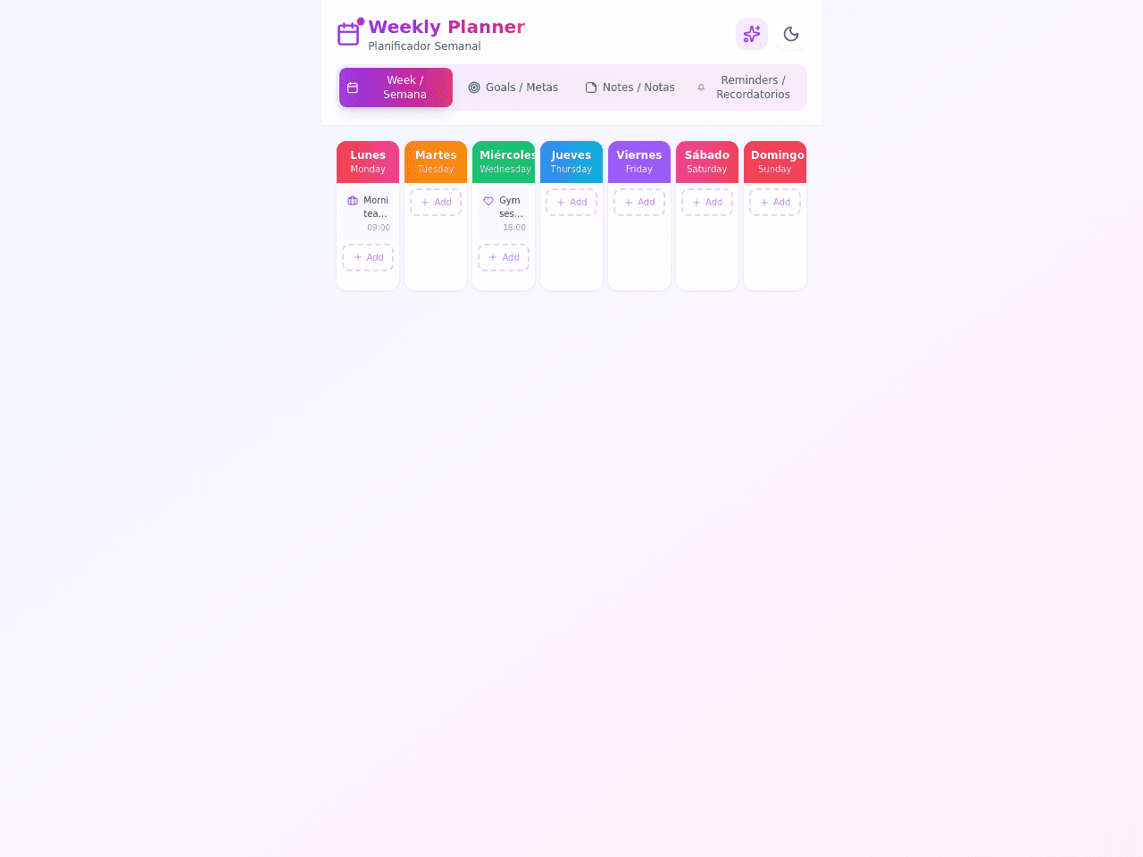 Weekly Bilingual Planner