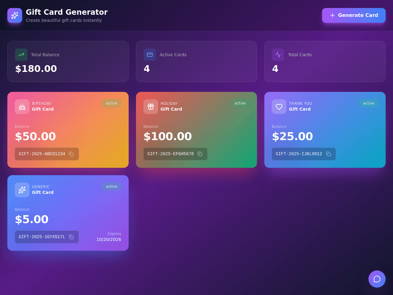 Gift Card Creator