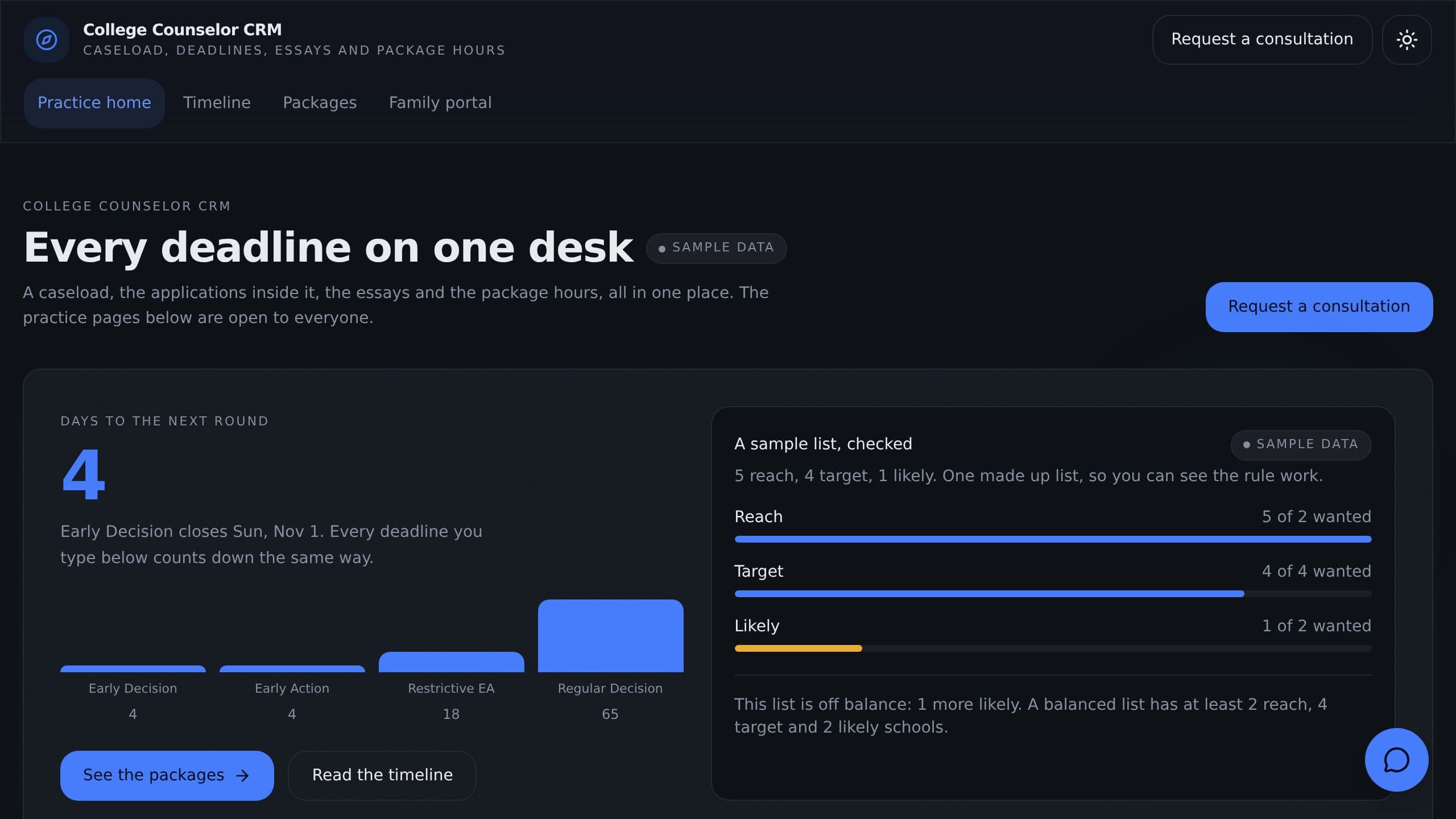 College Counselor CRM preview