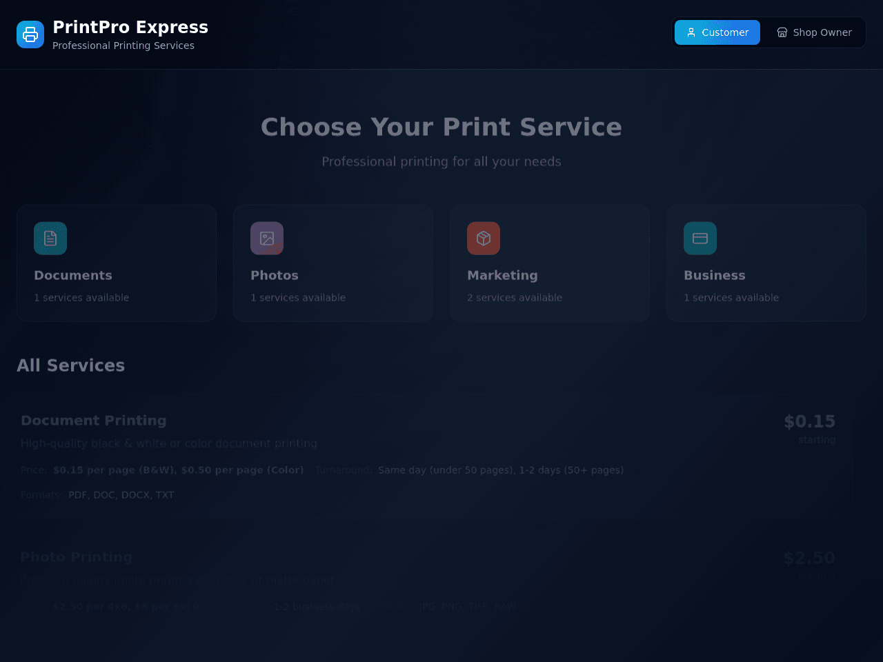 Print Portal Dashboard