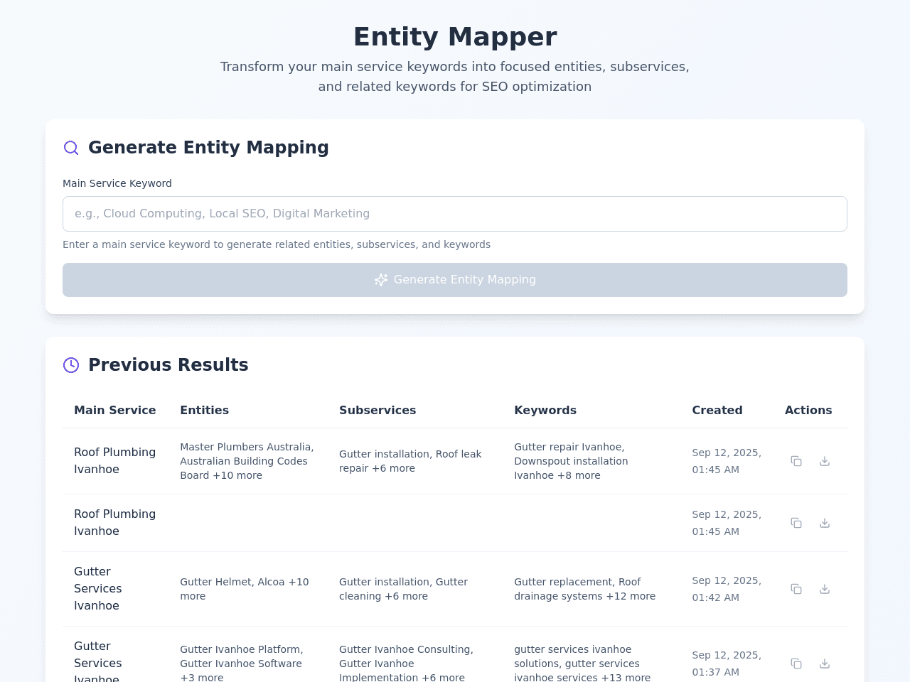 Keyword Entity Mapper