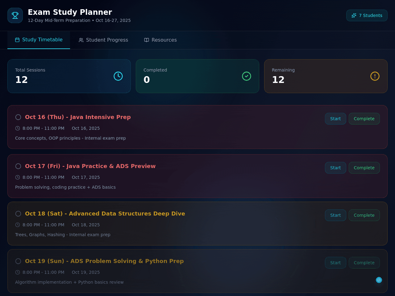 Exam Prep Planner
