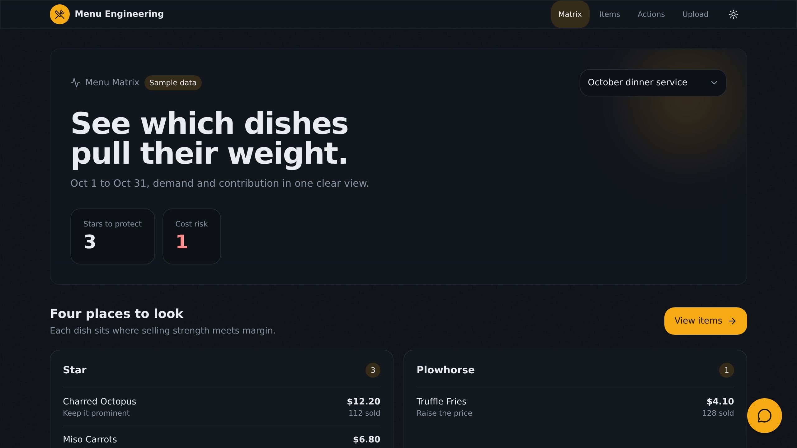 Menu Engineering preview