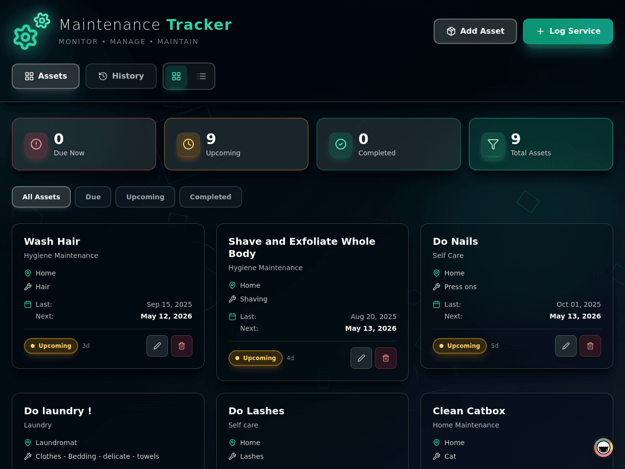 Maintenance Tracker Dashboard