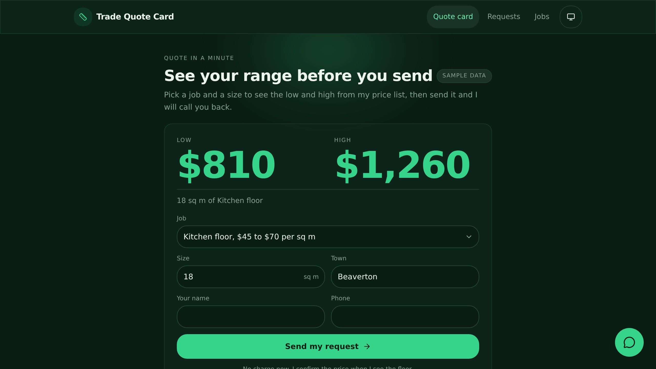 Trade Quote Card preview