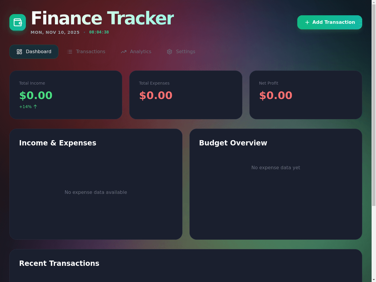 Finance Tracker Dashboard