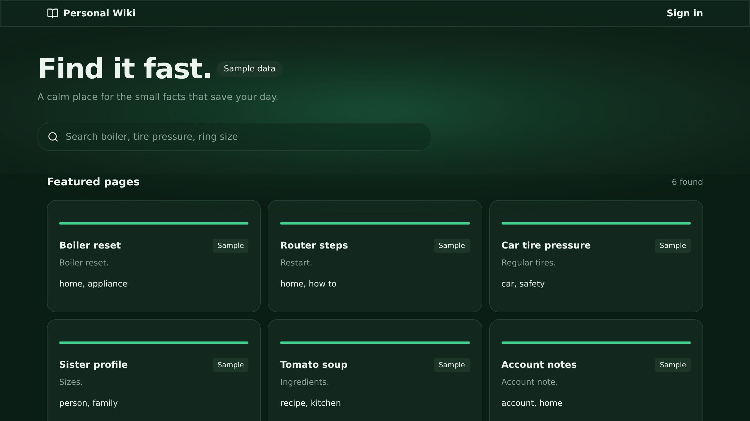 Personal Wiki preview