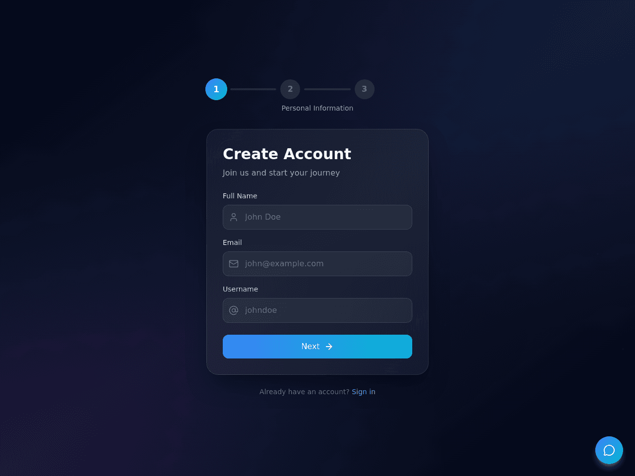 Creative Register Flow