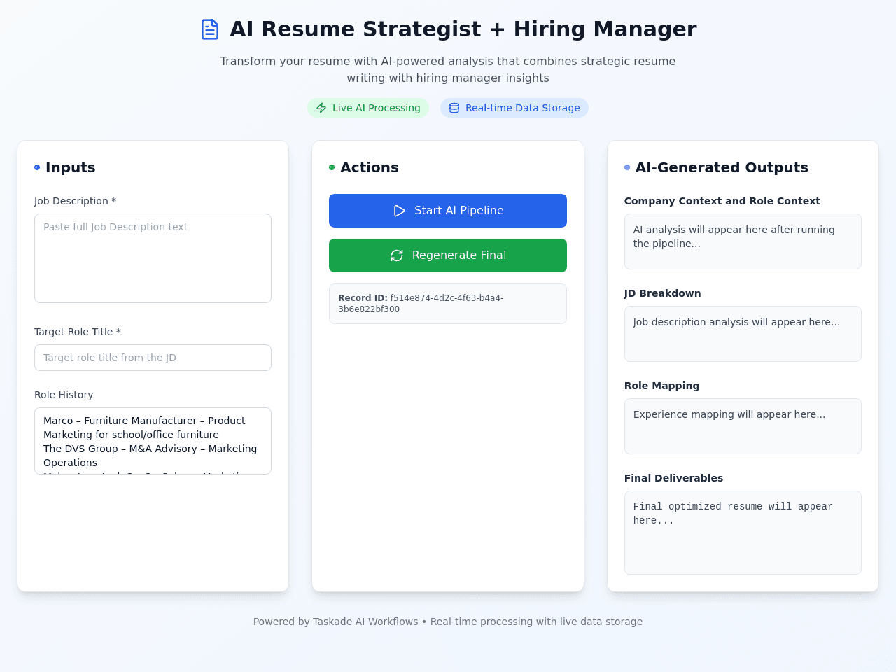 AI Resume Strategist + Hiring Manager