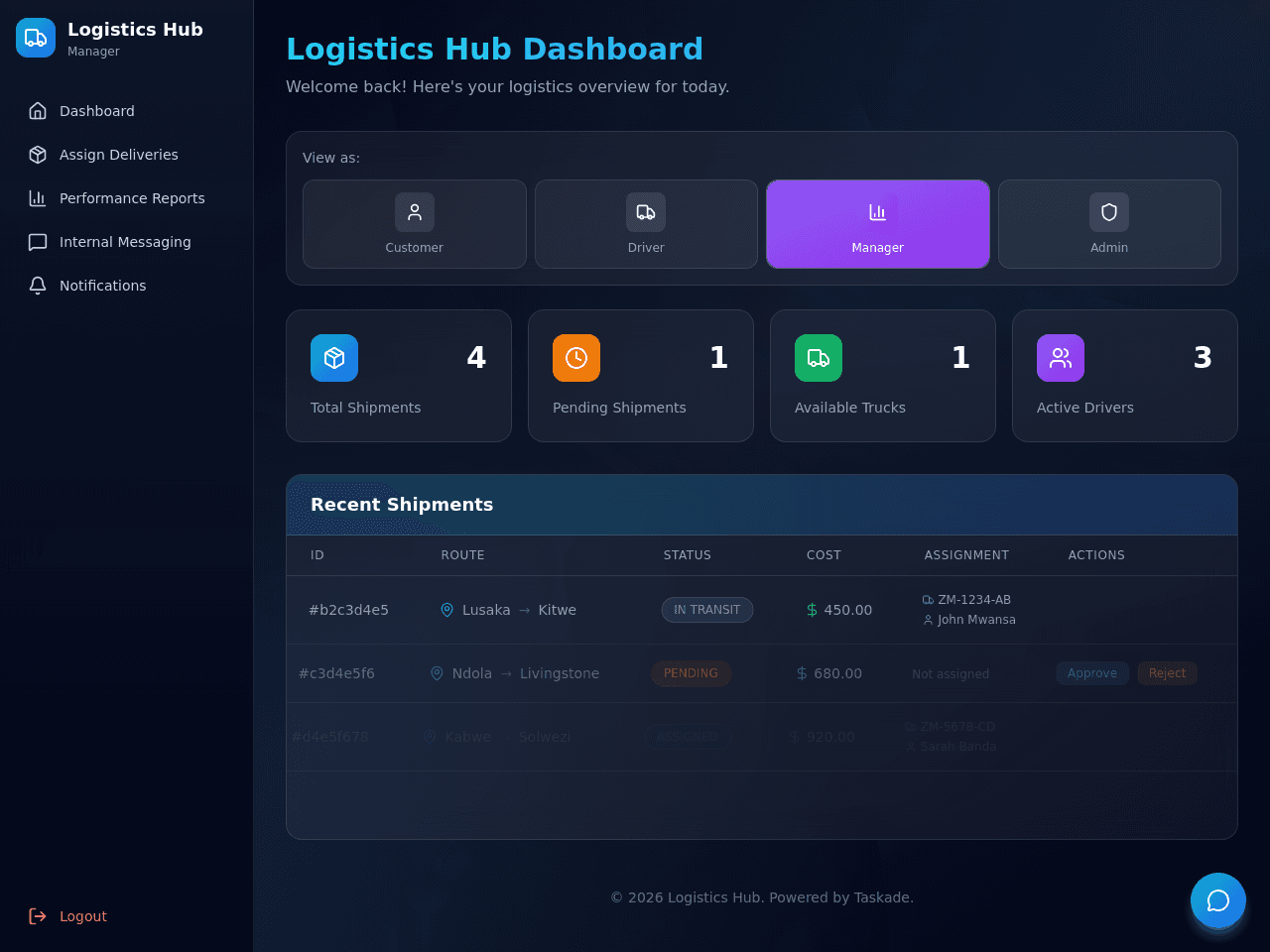 Logistics Dashboard Studio