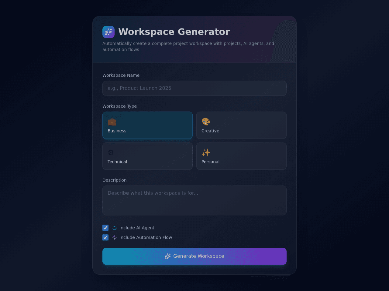 Project Workspace Builder