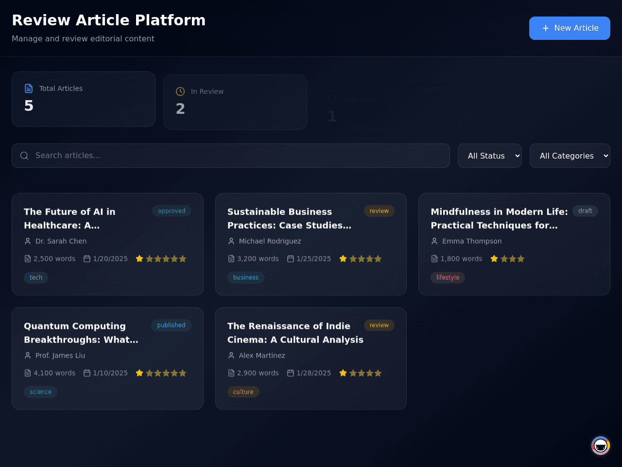 Article Review Portal