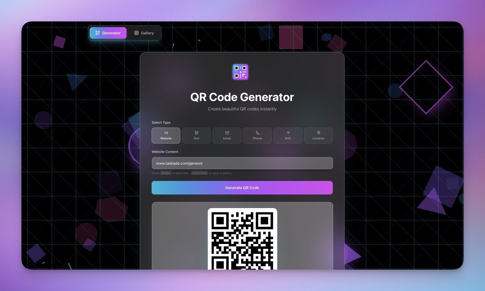 Build QR Code Generator Tutorial — Taskade Genesis