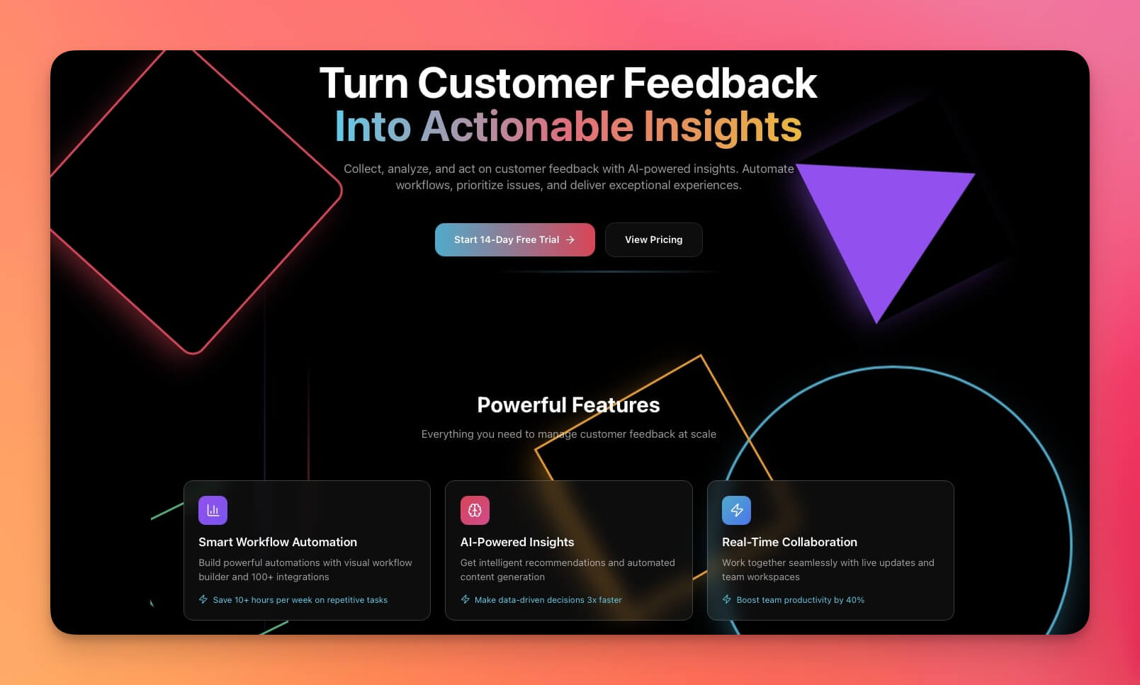 AI event landing page built with Taskade Genesis