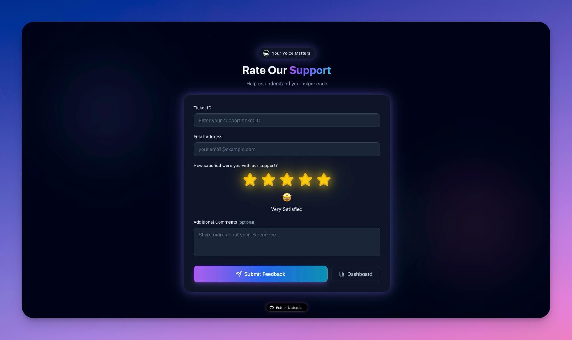 Build Support Dashboard Tutorial — Taskade Genesis