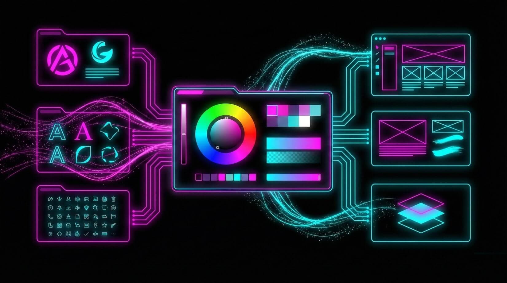 10 AI design and branding tools built with Taskade Genesis — palette extractors, gradient studios, and brand systems
