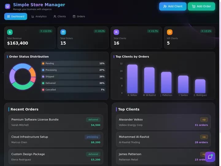 HVAC daily dispatch board with tech assignments, job status, and customer records in Taskade Genesis