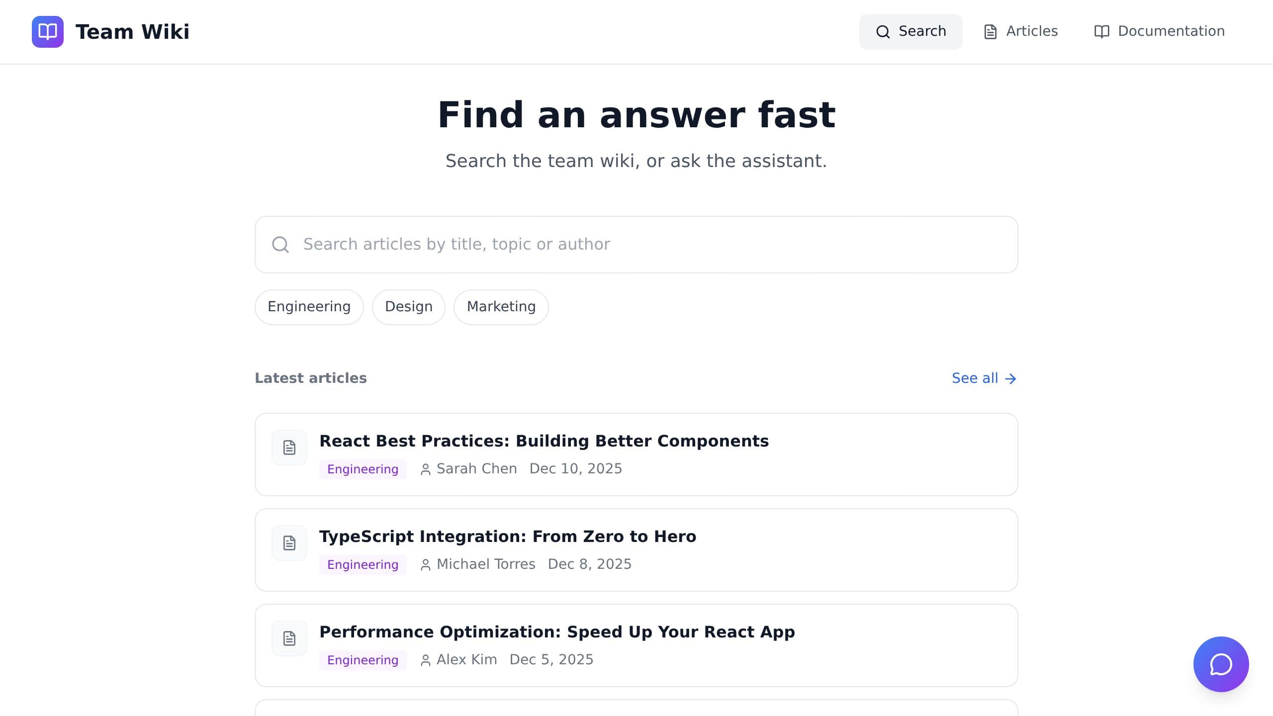 Team Wiki Portal preview