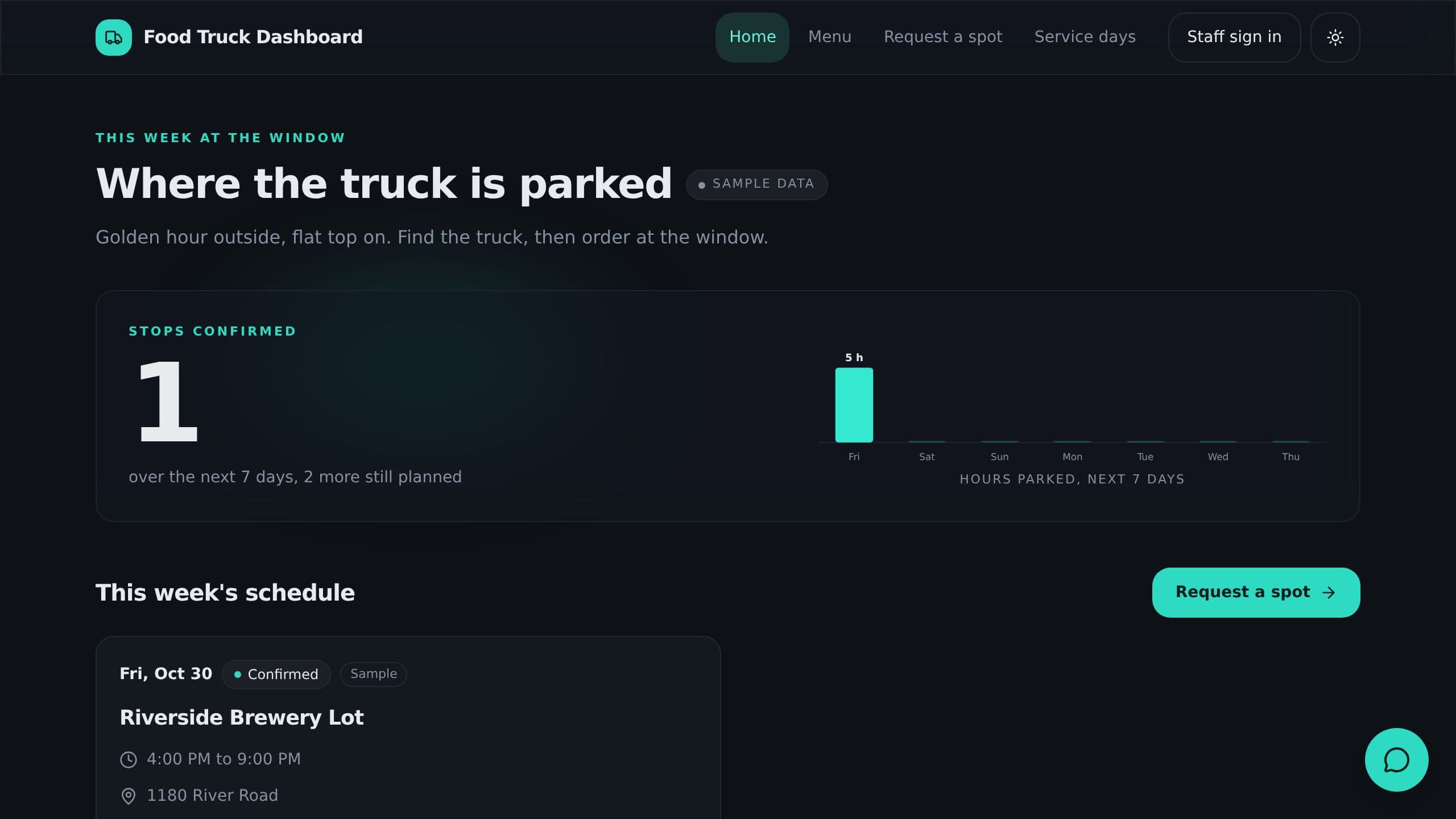 Food Truck Dashboard preview