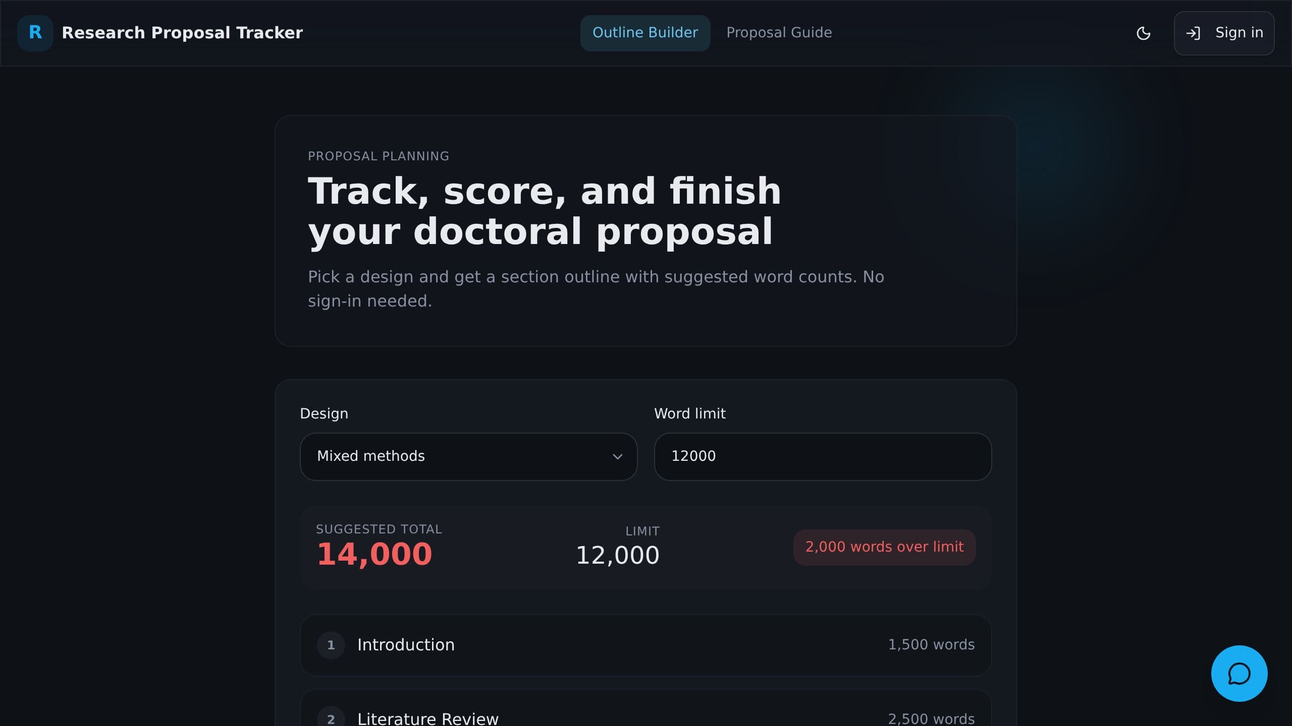 Research Proposal Tracker preview