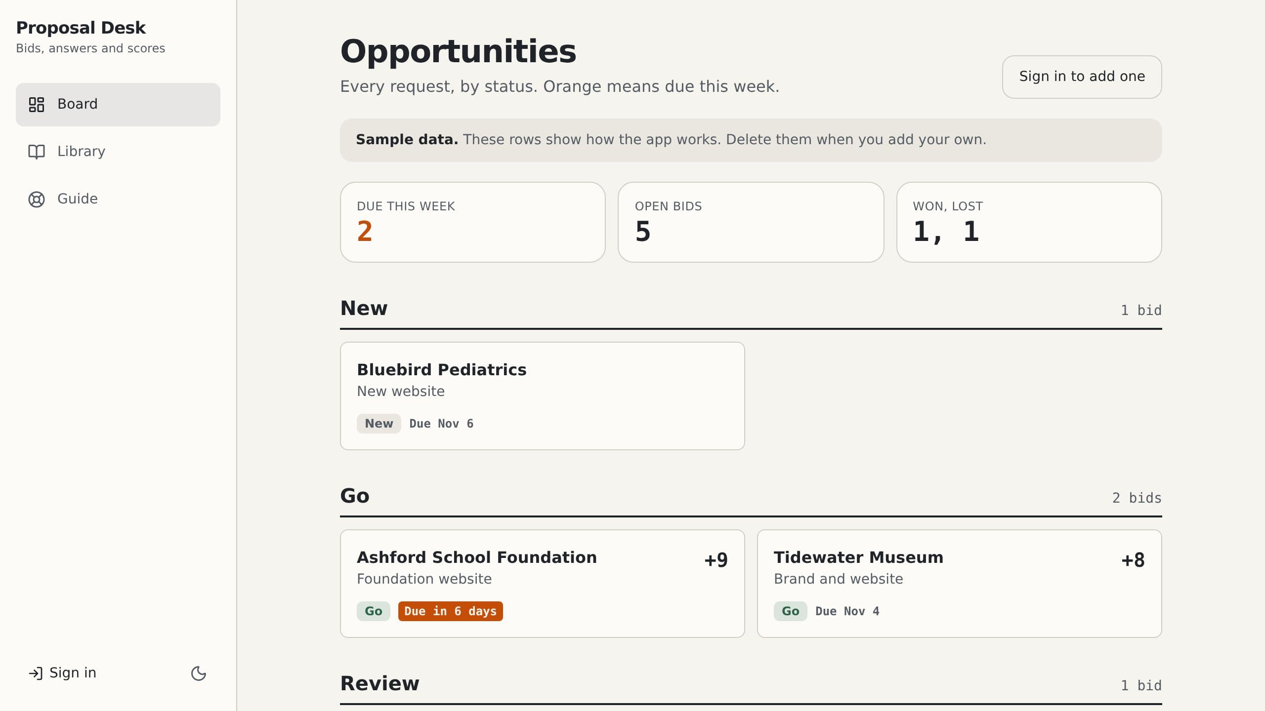 Proposal Generator preview