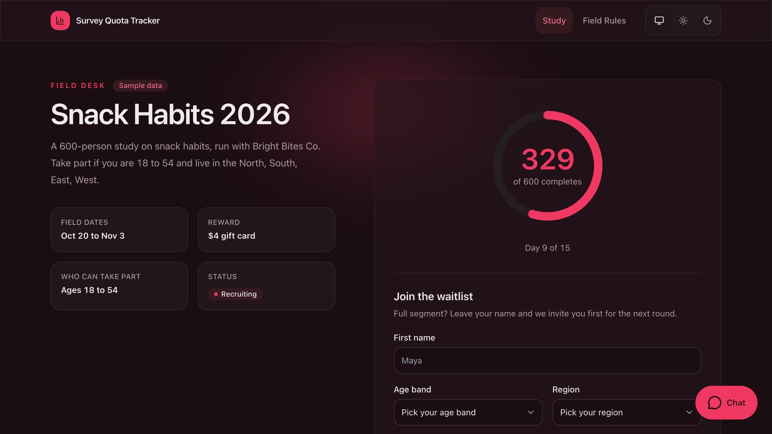 Survey Quota Tracker preview