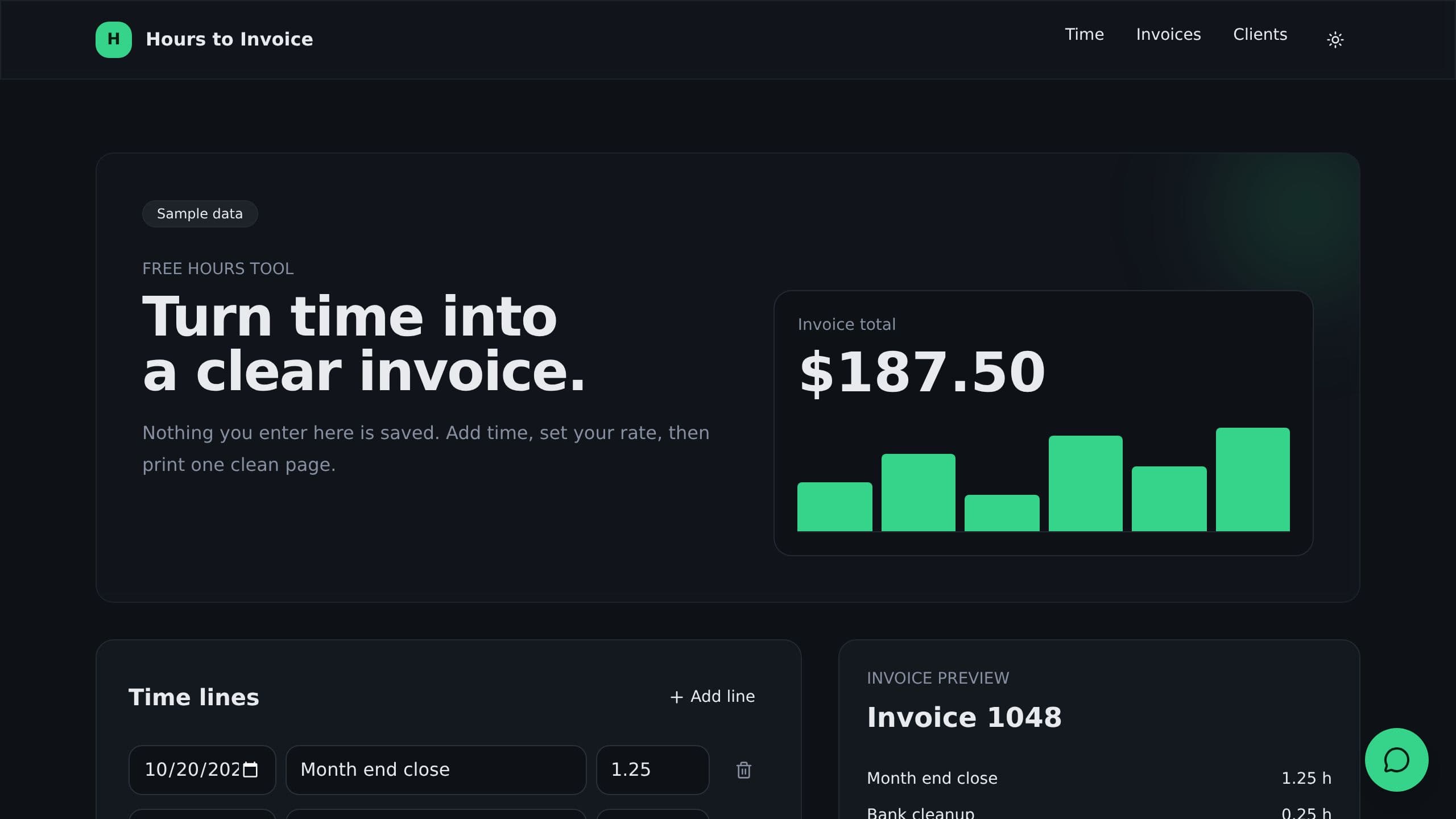 Hours To Invoice preview
