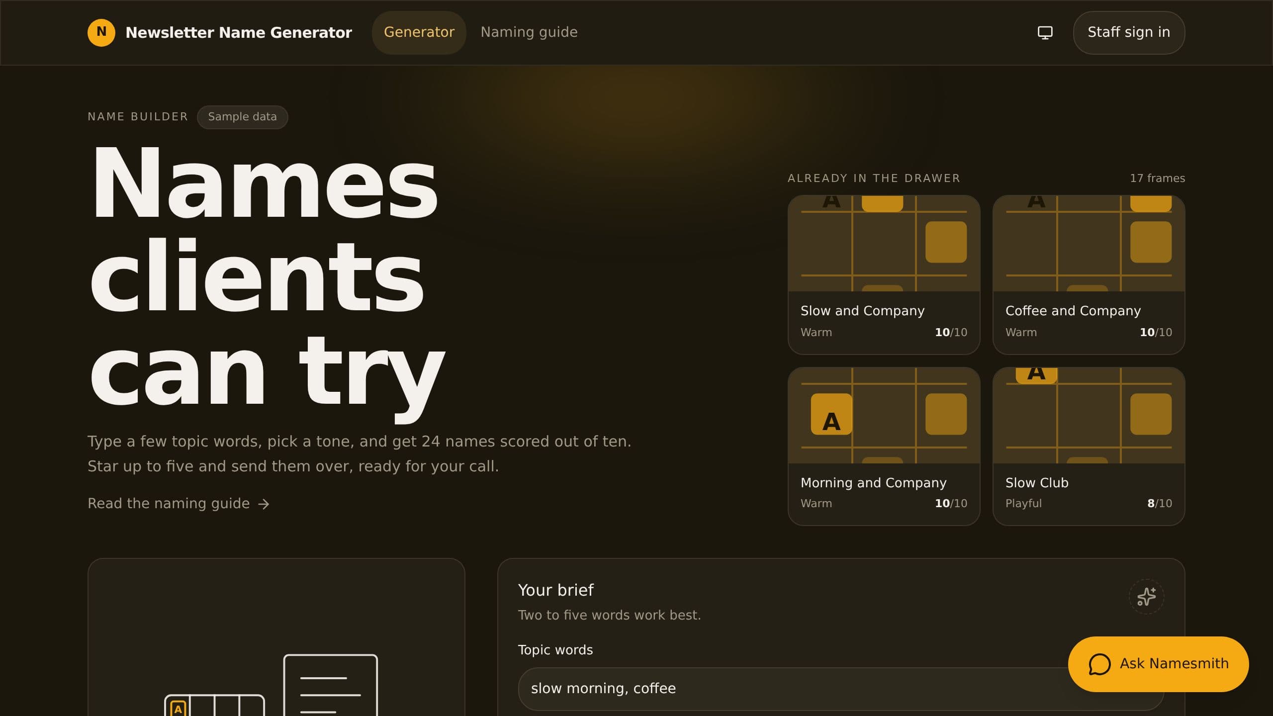 Newsletter Name Generator preview
