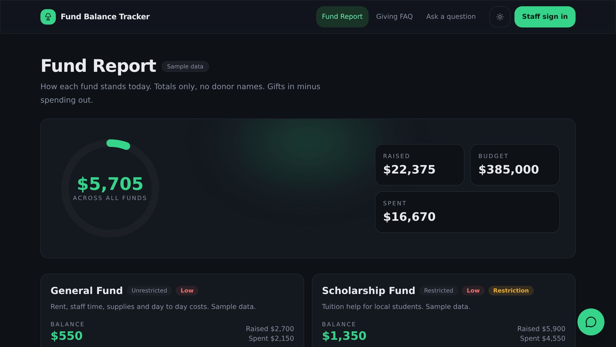Fund Balance Tracker preview