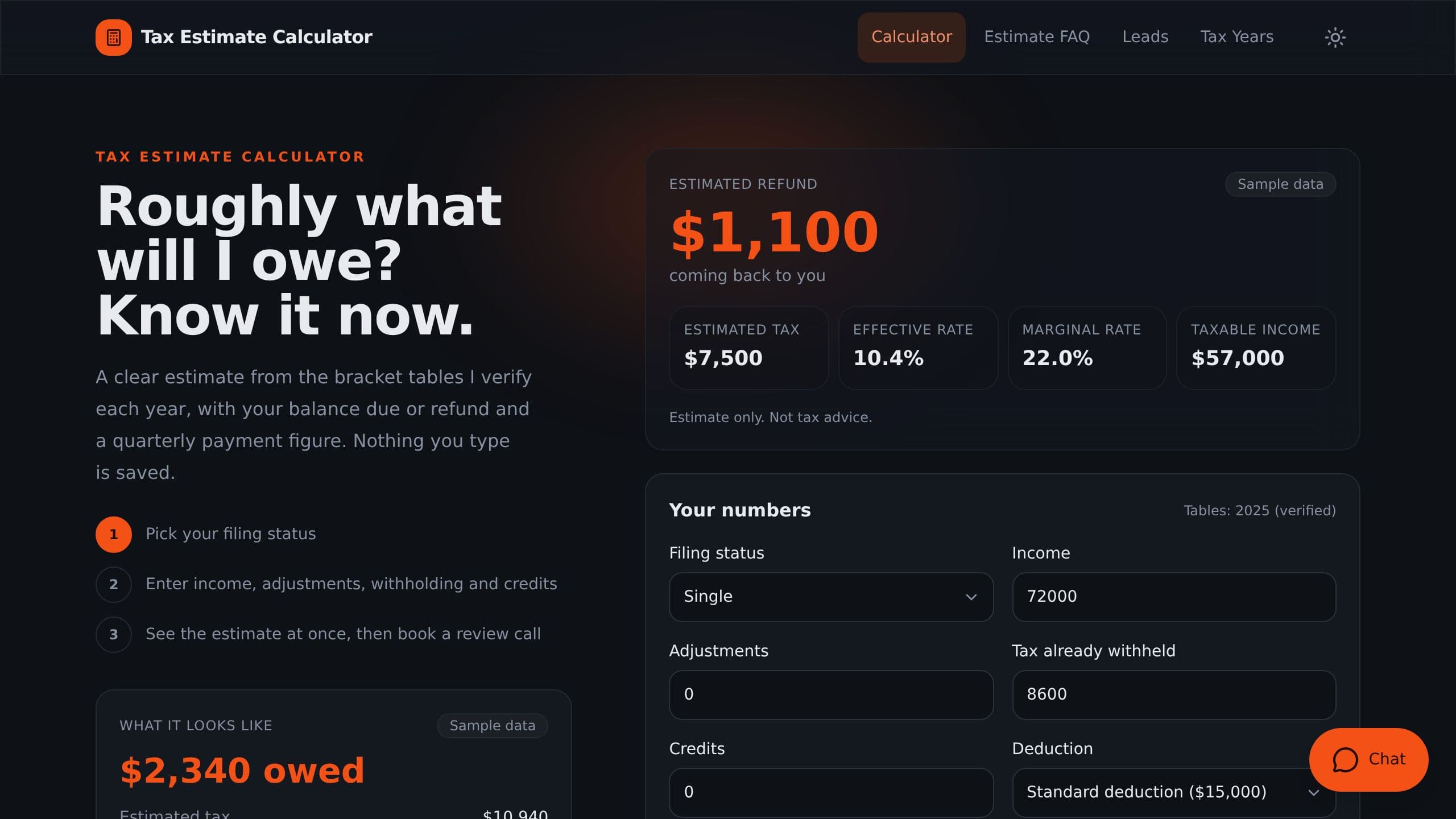 Tax Estimate Calculator preview