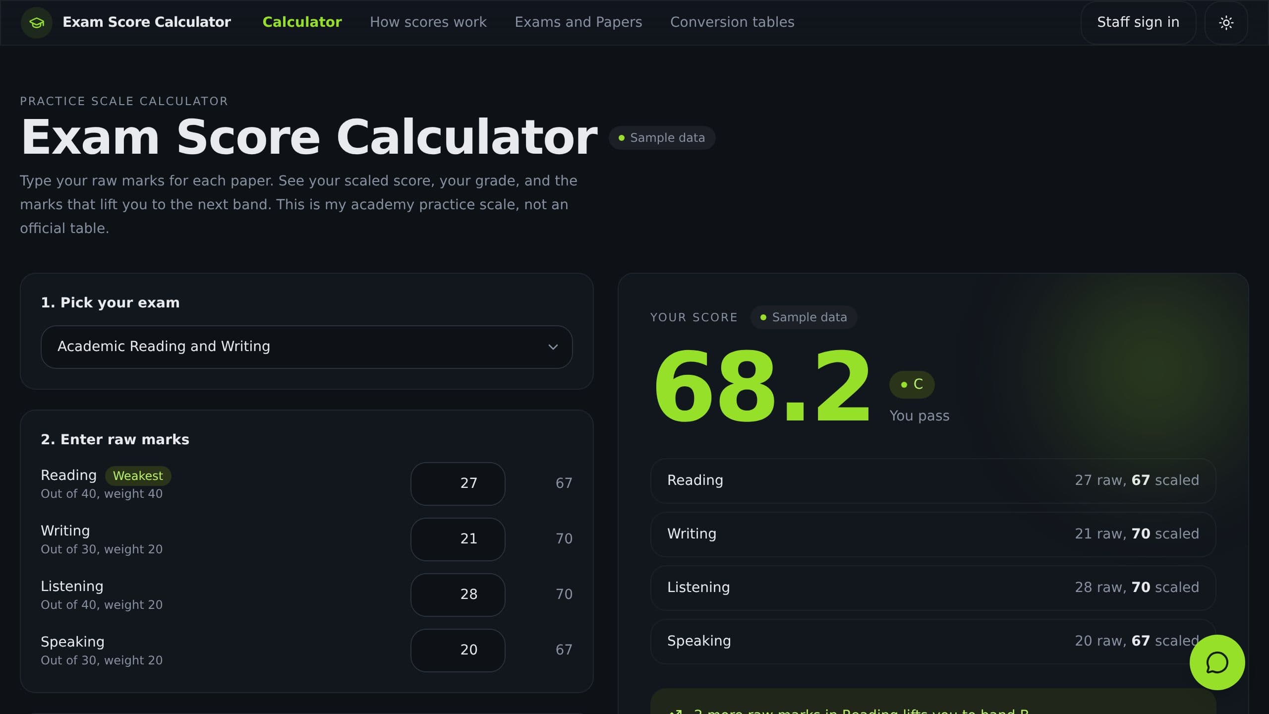 Exam Score Calculator preview