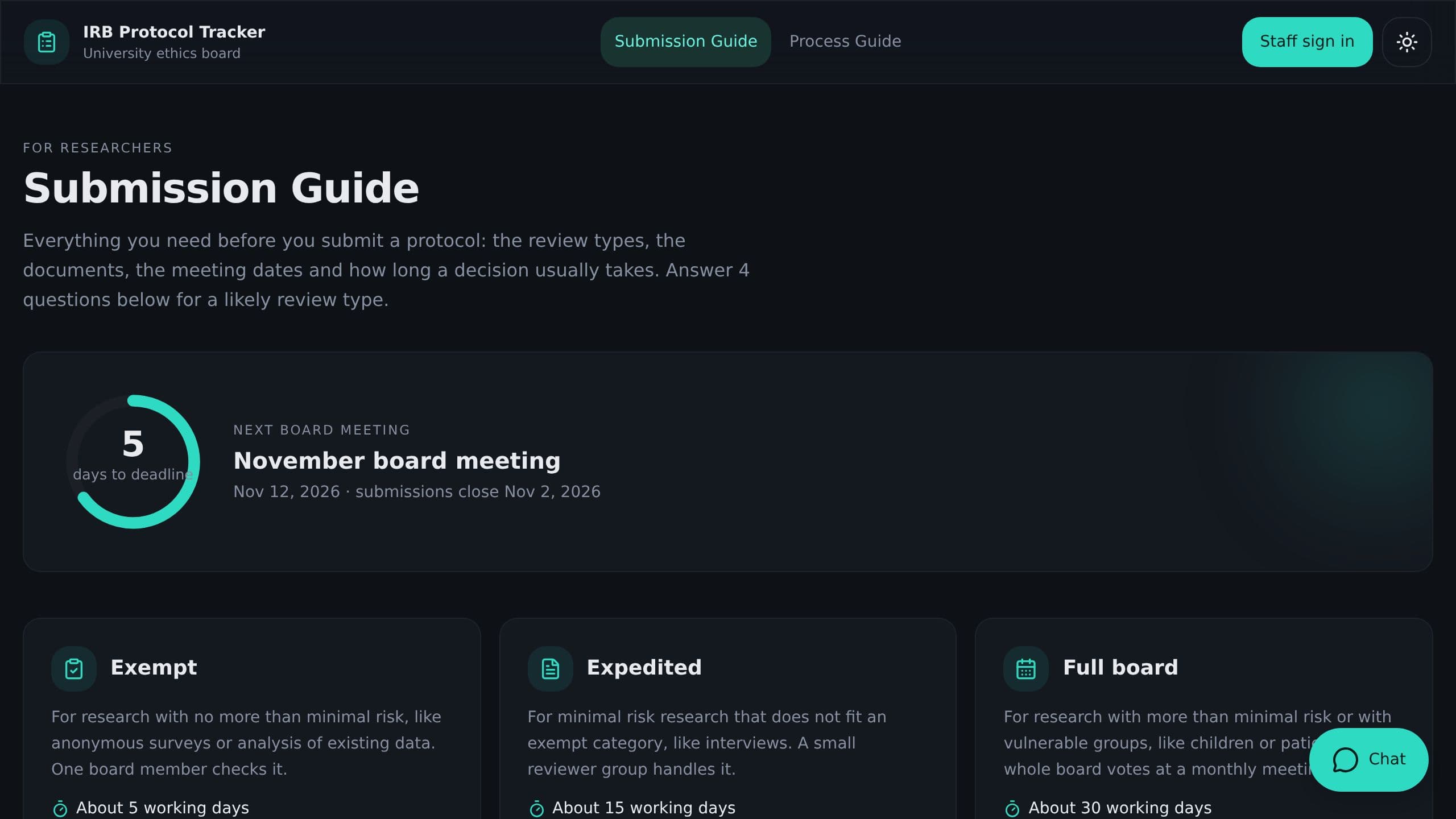 IRB Protocol Tracker preview