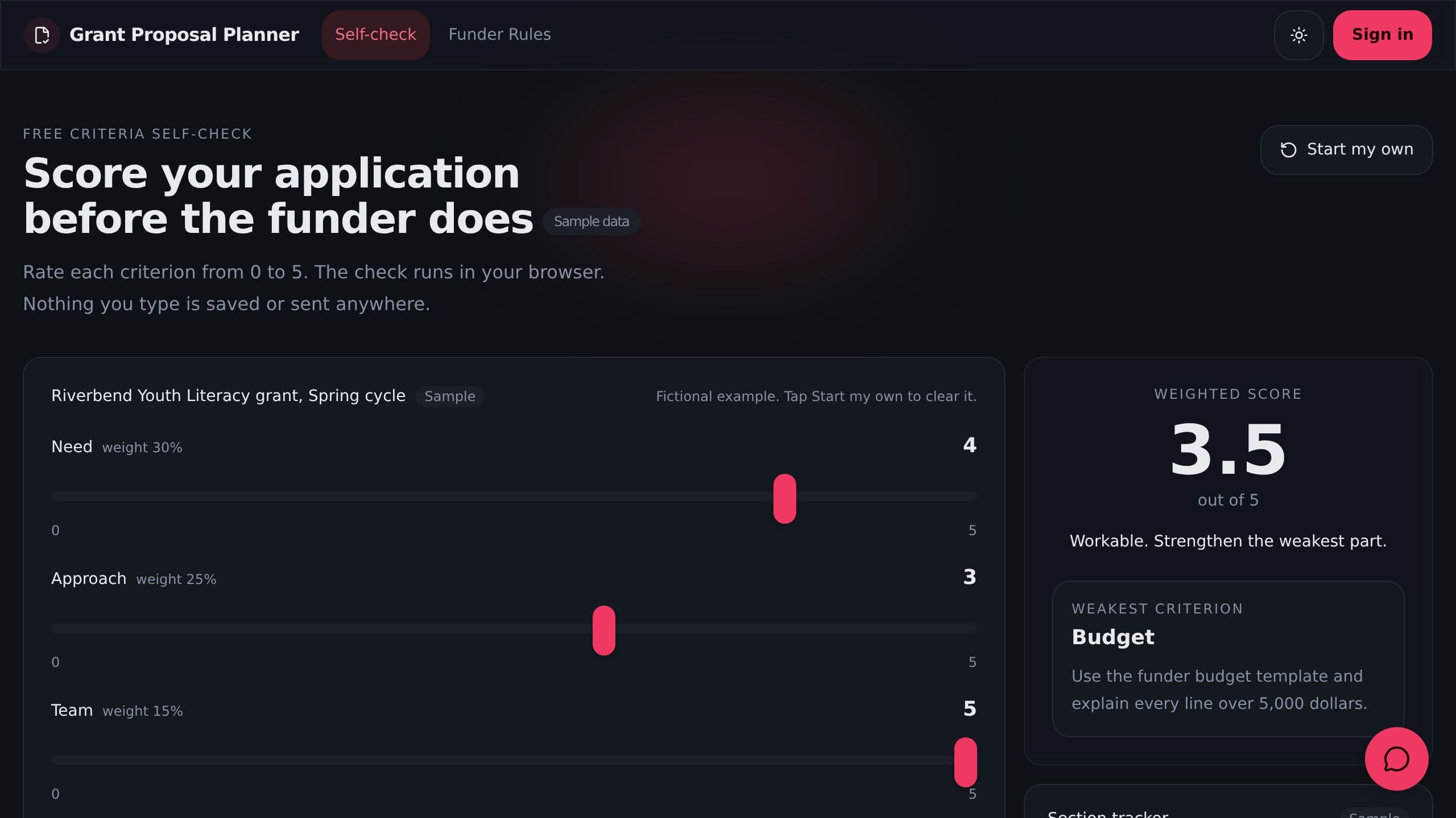 Grant Proposal Planner preview