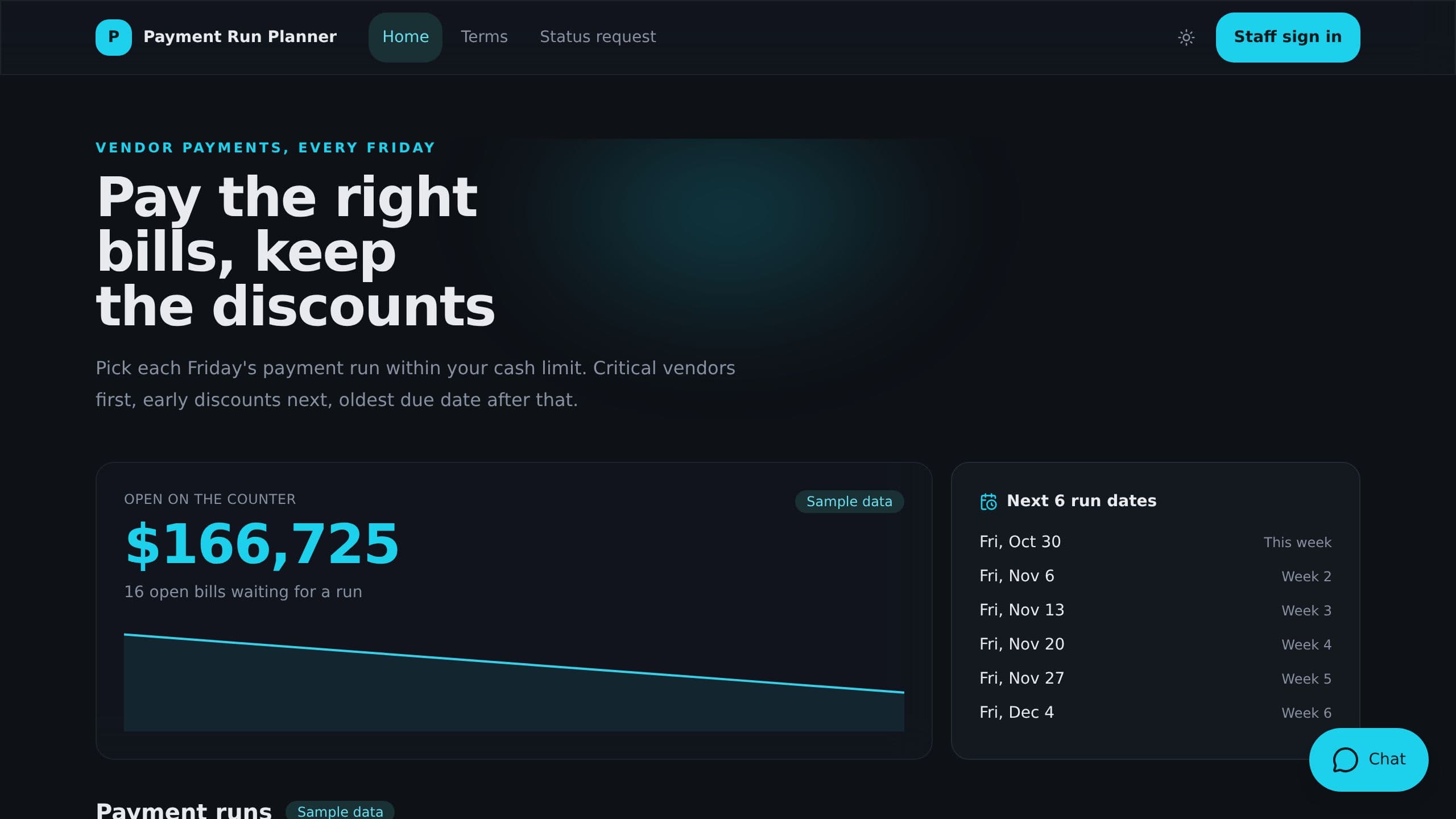 Payment Run Planner preview