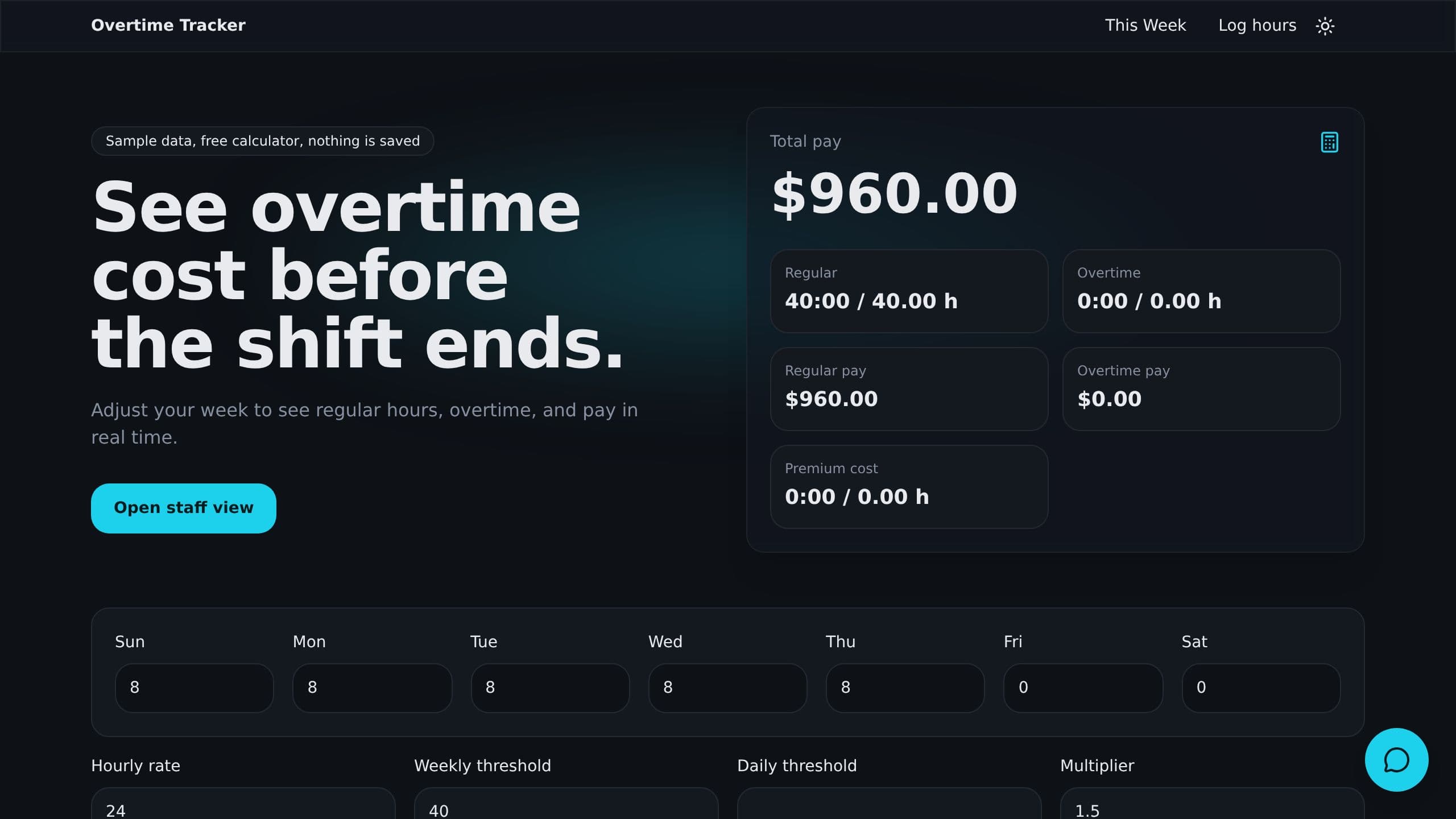 Overtime Tracker preview
