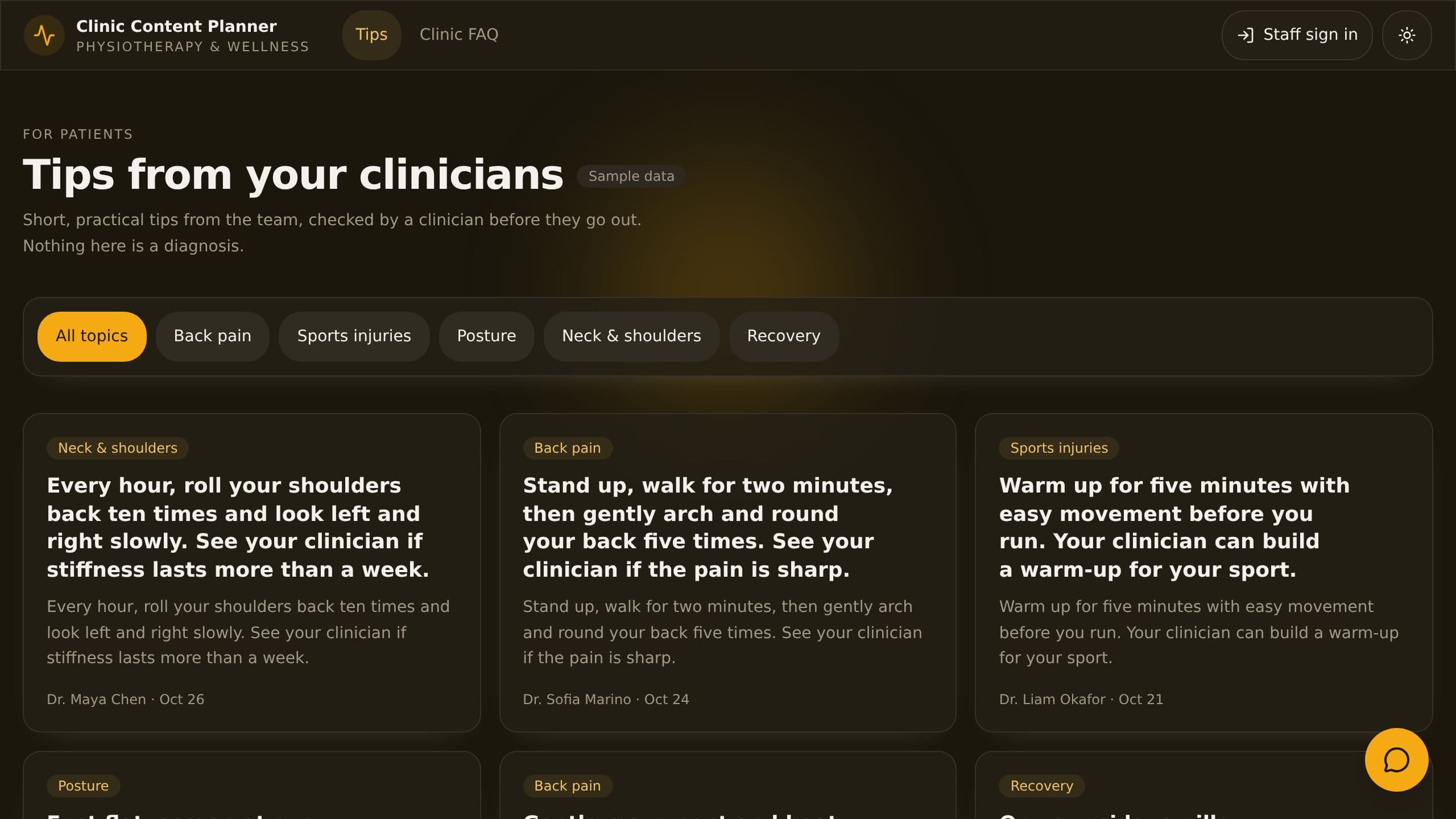 Clinic Content Planner preview