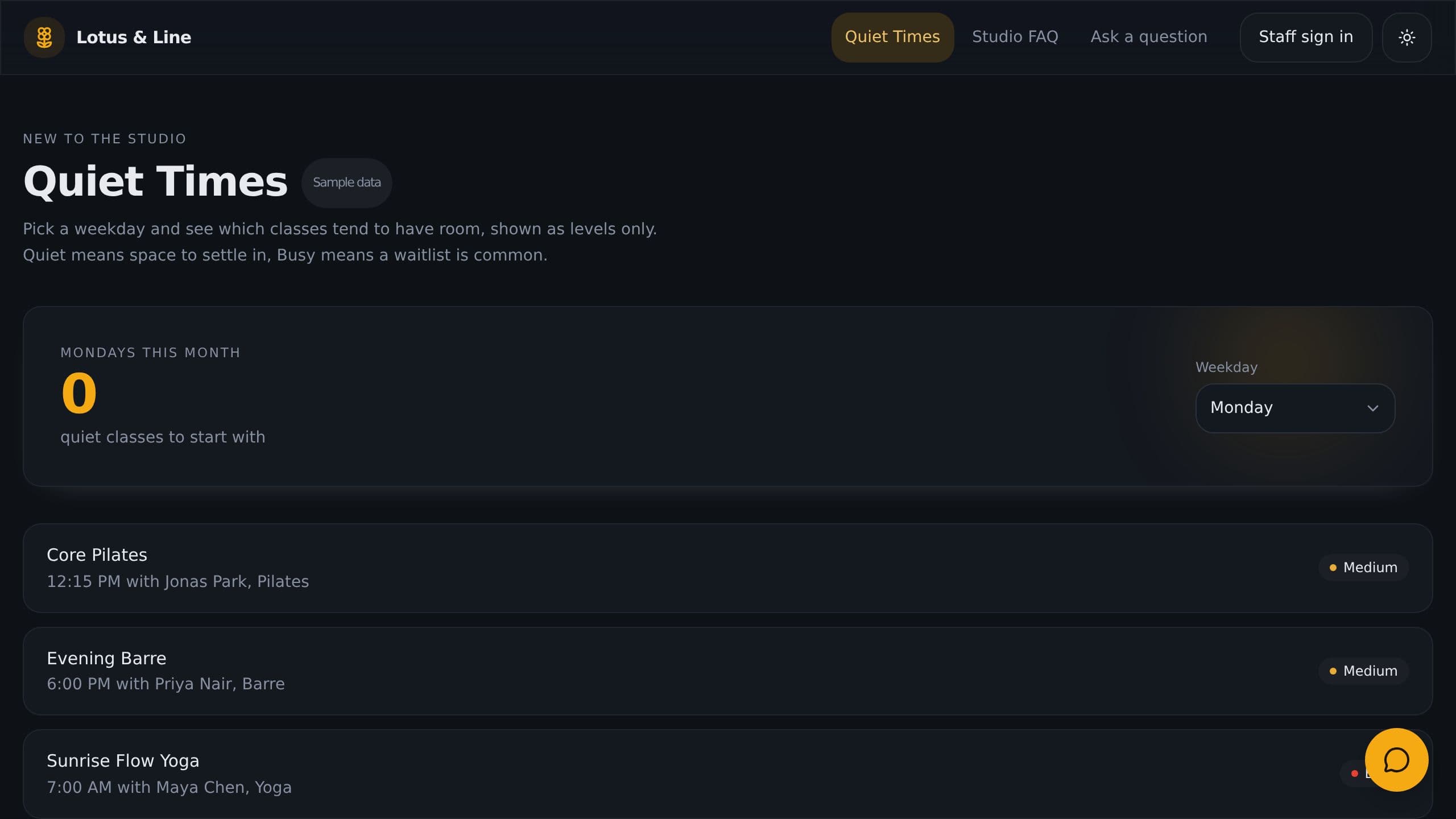 Class Fill Dashboard preview