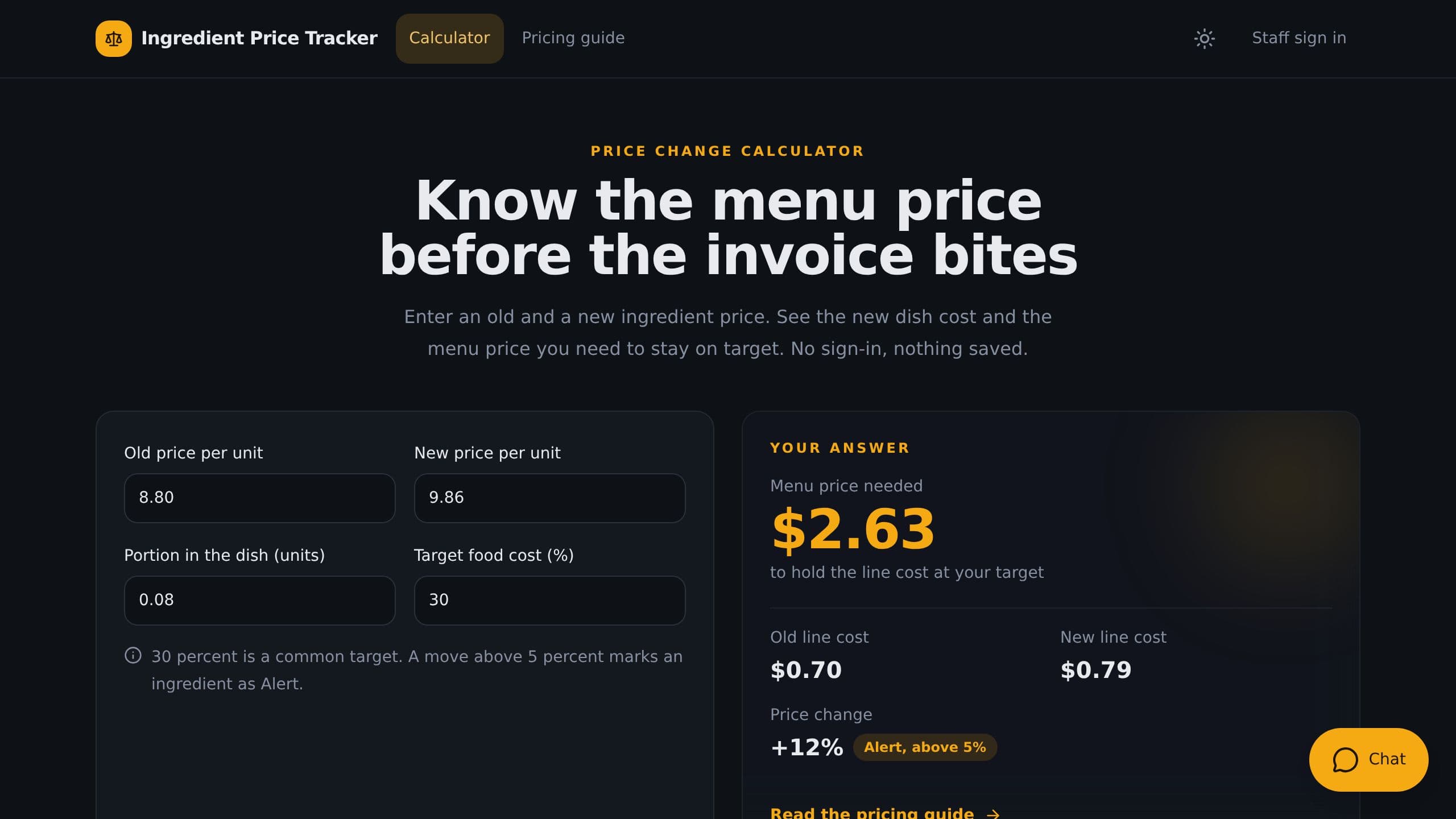 Ingredient Price Tracker preview