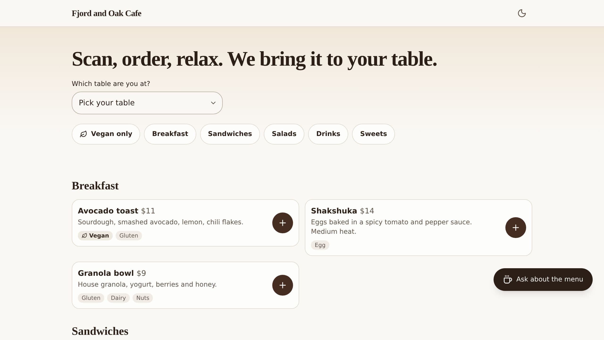 QR Menu Ordering preview