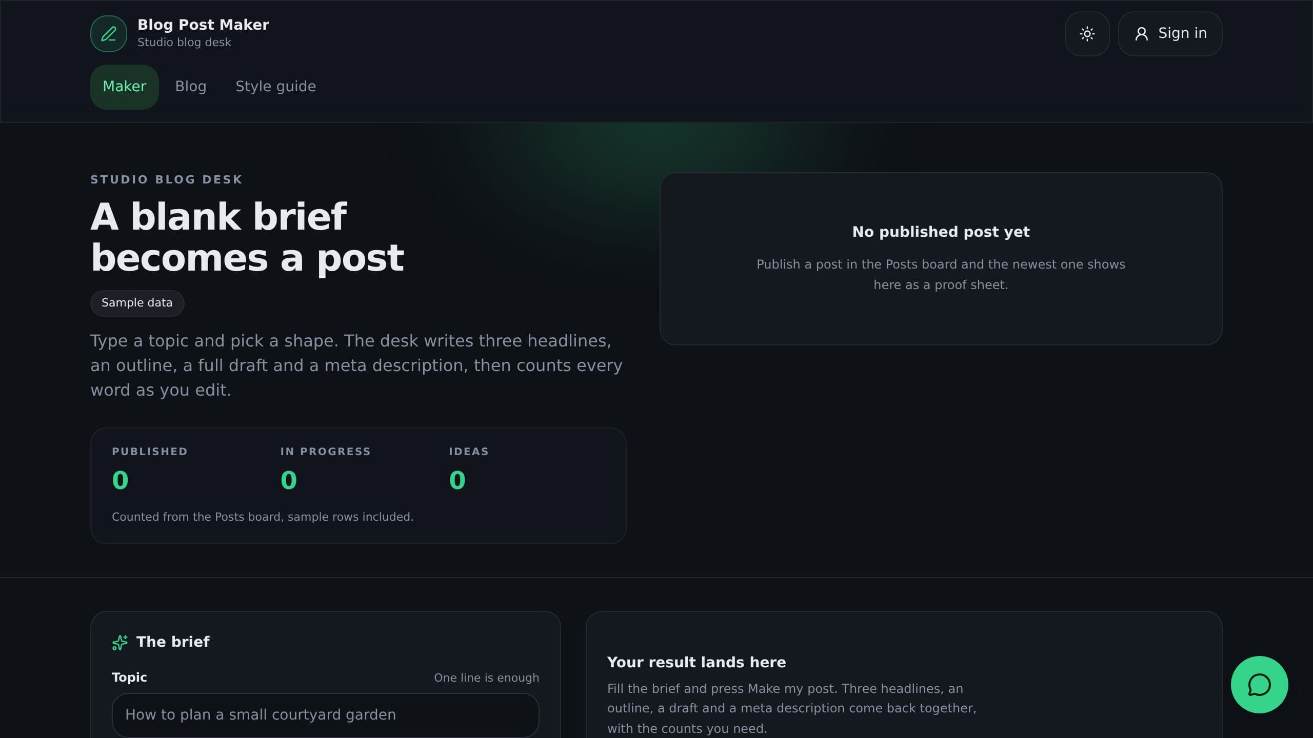 Blog Post Maker preview